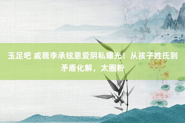 玉足吧 戚薇李承铉恩爱阴私曝光！从孩子姓氏到矛盾化解，太圈粉