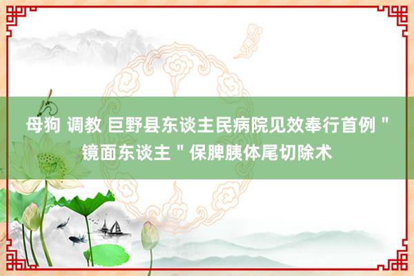 母狗 调教 巨野县东谈主民病院见效奉行首例＂镜面东谈主＂保脾胰体尾切除术