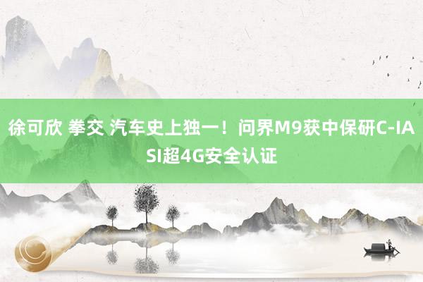 徐可欣 拳交 汽车史上独一！问界M9获中保研C-IASI超4G安全认证