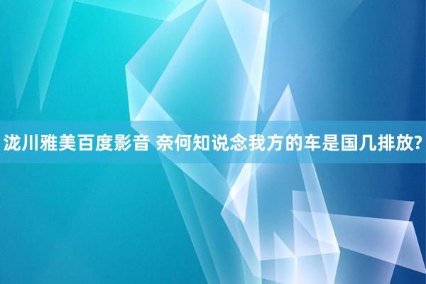泷川雅美百度影音 奈何知说念我方的车是国几排放?