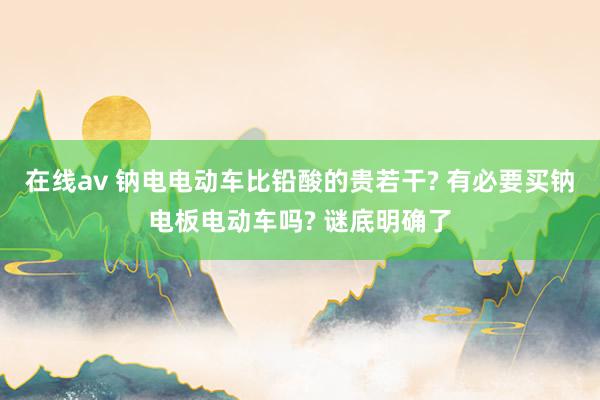在线av 钠电电动车比铅酸的贵若干? 有必要买钠电板电动车吗? 谜底明确了