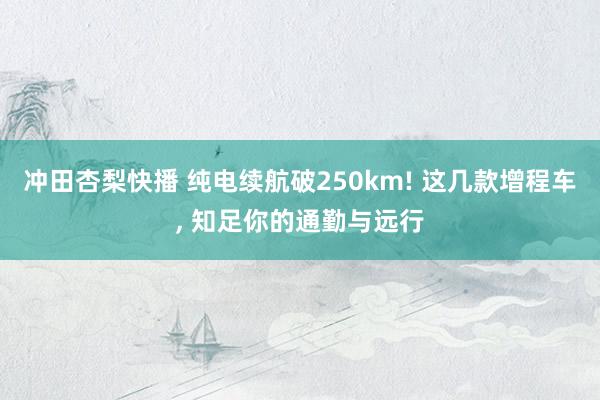 冲田杏梨快播 纯电续航破250km! 这几款增程车, 知足你的通勤与远行