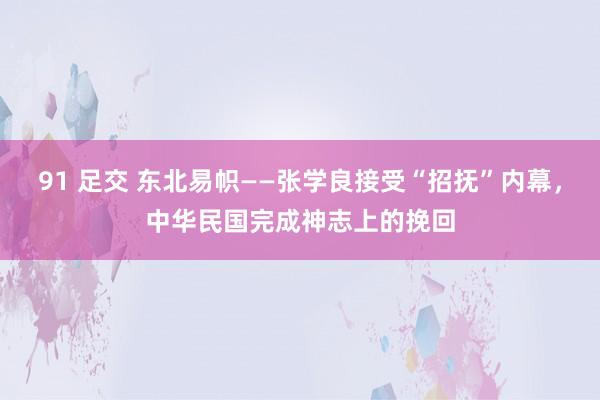 91 足交 东北易帜——张学良接受“招抚”内幕，中华民国完成神志上的挽回