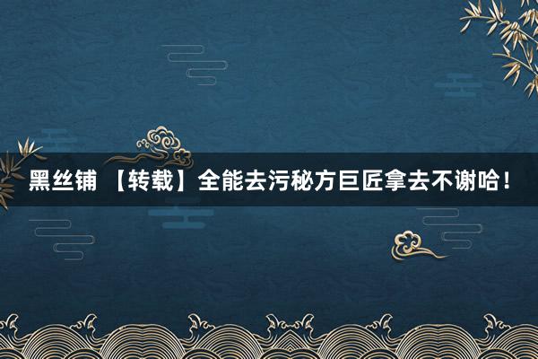 黑丝铺 【转载】全能去污秘方巨匠拿去不谢哈！