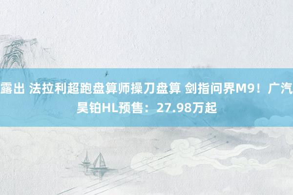 露出 法拉利超跑盘算师操刀盘算 剑指问界M9！广汽昊铂HL预售：27.98万起